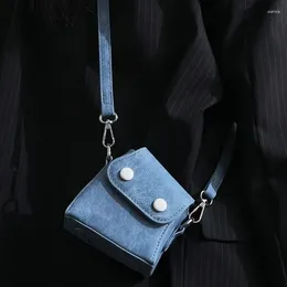 Totes Women Bag Niche Design Sense Sweet Girl Denim Crossbody Headphones Square Mori Mini Purses And Handbags