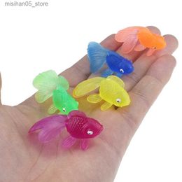 Sand Play Water Fun 10 pieces/set mini soft rubber goldfish baby bath toy plastic simulation small goldfish water toy childrens swimming beach toy Q240426