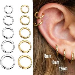 Stud 2PC /Set Stainless Steel Small Hoop Earrings for Women Men Gold Colour Black Circle Thick Ear Ring Huggie Earrings Hoop Piercing