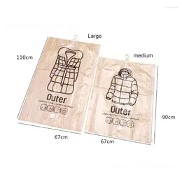 Storage Bags 1 Pc Hanging Clothing Vacuum Bag Transparent Large Thickened Down Blanket Foldable Clothes Quilt Suction