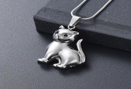 Kasd1076 Silver Tone Cat Shape Memorial Urn Locket Pet Cremation Jewellery Animal Ashes Holder Loss of Love Funeral Urns Locket572782313129