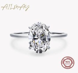 Cheap Accessories JewelryRings Ailmay 3CT Wedding Ring 925 Sterling Silver Oval Clear Zirconia Engagement Rings For Women Fine Jew5142664