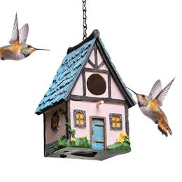 Pastoral Style Bird House Resin Crafts Outdoor Bird House Winter Warm Bird Nest Hanging Nest Garden Decoration 240419