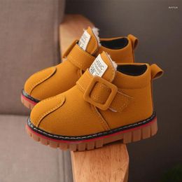 Boots Baby Boys Solid Cotton Plush Inside Platform Flat With Winter Ankle Slip-On Warm Shoes 0-6 Years AELNN602