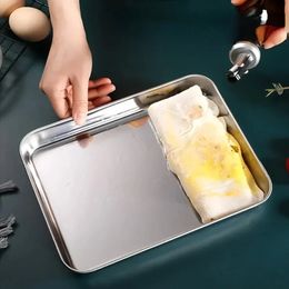 new Rectangular Nonstick Pan Stainless Steel Cookie Cooking Sheet Baking Tray Steamed Sausage Dishes Fruit Grill Fish Plate Bakeware for