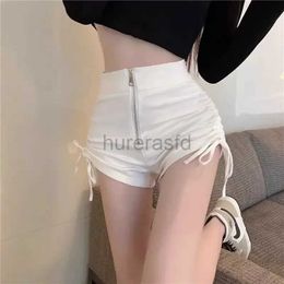 Women's Shorts Sexy Girl Shorts for women Spring Autumn Tight Elastic Hot Pants Slim All Match Female Black High Waisted White Zipper Shorts d240426