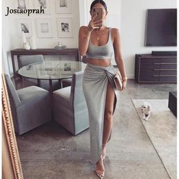 Casual Dresses Josiaoprah Square Collar Maxi Dress Women Spaghetti Strap Backless Long Summer Side Split Party Club Wear Sexy