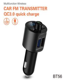 BT56 Bluetooth Car MP3 Player QC30 Dual USB Charger FM Transmitter Hands High Fidelity Volume Real Time Monitor1000305