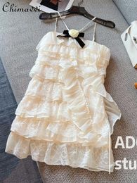 Casual Dresses Sleeveless Halter Tube Top Dress Short Senior Cake 2024 Spring/Summer Fashion Sexy Slim Vacation Style Women