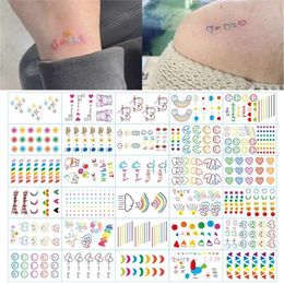 Tattoo Transfer HyunA ins series Colorful Rainbow Expression Tattoo Sticker Face hand Lovely Body Art Fake Tatoo Temporary Waterproof Taty 240426
