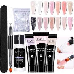 Nail Polish LILYCUTE 15ml Nail Extension Gel Kit Vernis Semi Permanent Hard Gel Acrylic White Nude Gel Nail Polish UV Construction Gel Set Y240425