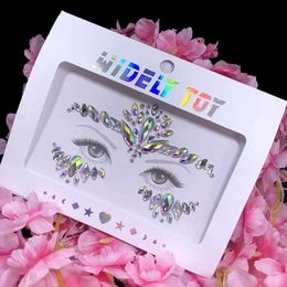 Tattoo Transfer New Crystal Facial Eyebrow Sticker Eye Stickers Forehead Face Sticker Acrylic Gem Temporary Tattoo Party Rhinestone Makeup Tools 240427