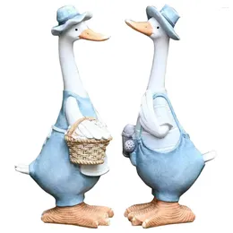 Garden Decorations Statue Cute Resin Animal Duck Sculpture Standing Lawn Decor 12inch