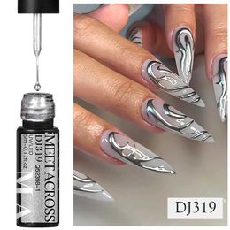 Nail Polish MEET ACROSS Metallic Gold Sliver Pink 5ml Liner Gel Nail Art Polish Painting Mirror Gel Graffiti Stripe Design Varnish DIY Y240425