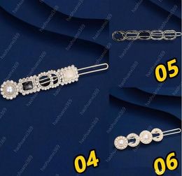 Tasarım saç klipi 18k altın kaplama harfler saç tokaları tatlı rüzgar kadınları lüks marka tasarımcısı kristal saç çantası rhinestone inci pimleri metal mücevher aksesuarları 002