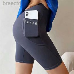 Active Shorts 2024 New Summer Yoga Shorts Women High Waist Yoga Sport Biker Shorts for Fitness Cross Waist Pocket Yoga Pant Running Shorts d240426