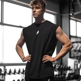 Summer Fitness Sports Tank Top Mens Breathable Loose Fit Training Sleeveless Tshirt Quick Drying vest male Clothing 240412