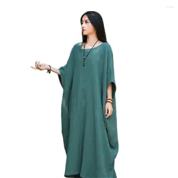 Casual Dresses Women Summer Long Maxi Dress Fashion Boho Loose Cotton O-Neck Batwing Sleeve Vintage Holiday Oversized Vestidos