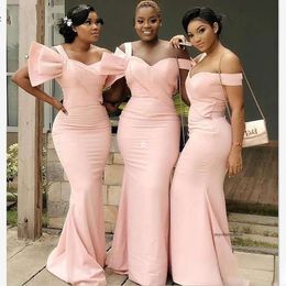 New Light Pink Unique Designer One Shoulder Bridesmaid Dresses Pleated Backless Mermaid Maid of Honor Dress Wedding Guest Evening 2024