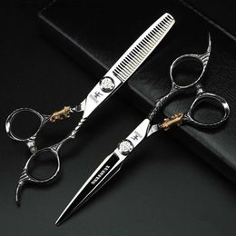 Hair Scissors Xuanfeng 6-inch Professional Barber Japan 440C Personalised Barber and Slim Barber Set Q240426