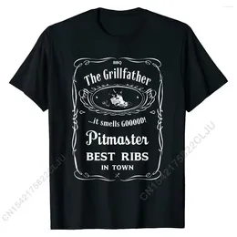 Men's Suits A1526 The Grillfather T-Shirt - Pitmaster Tee BBQ-Shirt With Pig Tshirts For Men Custom Tops & Tees Graphic Printed On Cotton