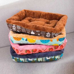 Cat Carriers Crates Houses Soft pet bed flannel thick pet plush dog house soft wool nest dog basket mat puppy kennel breathable pet bed 240426