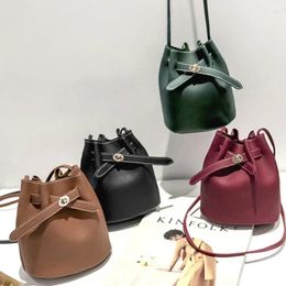 Totes Fashion Bucket Shoulder Bag Women Drawstring Crossbody Female Messenger Bags Ladies Synthetic Decorative Leather Handbag