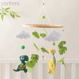 Mobiles# Baby Crib Mobile Bed Bell Wooden Rattles Toys Soft Felt Cartoon Dinosaur Forest Hanging Bed Bell Mobile Crib Bracket Baby Gifts d240426
