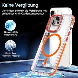 Magnetic Wireless Charging Case For iPhone 15 14 Plus 13 12 11 Pro Max plus Hard Acrylic Clear Cover Cases Shell top Quality Transparent Shockproof 2 in 1 color covers