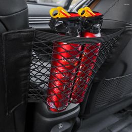 Storage Bags Car Seat Elastic String Net Bag With Magic Sticker For Rear Mesh Cage Universal Auto Back Organiser