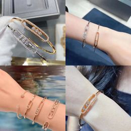 Rose Designer Gold Three Diamonds Women Designer Bracelet Top V-gold for Women Gift Open Style Wedding Jewelry with Box Mess Original Quality