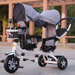 Pillow Children's Tricycle Twin Trolley Double Baby Trike Stroller 3 Wheel Bicycle Kids