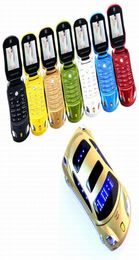 Novelty F15 Unlocked Flip Phone Dual Sim Mini Sports Car Model Blue Flashlight Bluetooth Mobile Phone GSM 85090018001900MHz2236414