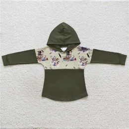 Clothing Sets Fashion Duck Puppy Military Green Hooded Long-sleeved Top Wholesale Boutique Children Outfit Baby Boys Short Shirt