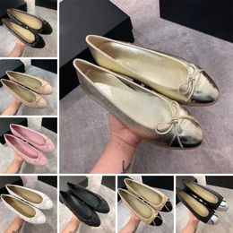 womens sandals designer shoes woman slippers Flat Channel Brand Quilted Leather Bowknot round Women shoe leather dress designer shoes ballet flat heel luxury