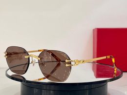 Sunglasses For Men Women Summer 0035 Style AntiUltraviolet Retro Plate Metal Leg Oval Frameless Fashion Eyeglasses Random Box5991397