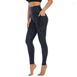 Active Pants Yoga Dress Leopard Print Women's Tight High Waist Hip Lift Sports Fitness No Awkwardness Thread Nude