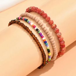 Charm Bracelets Creative Simple Acrylic Bead Bracelet Set For Women Elegant Women's Chain