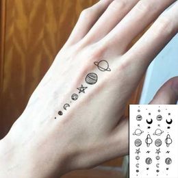 Tattoo Transfer Tattoo Stickers Sun Moon Stars Planet Interstellar Galaxy Fake Tatto Waterproof Temporary Hand Tatoo for Women Men Makeup Art 240427