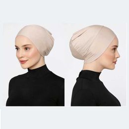 NDQ2 Hijabs Islamic Black Sport Modal Hijab Undercap Muslim Abaya Hijabs For Woman Abayas Jersey Turbans Turban Instant Head Wrap Women Cap d240425