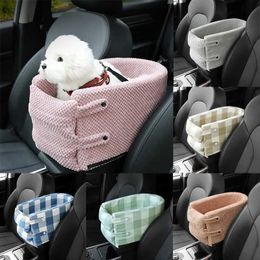 Cat Carriers Crates Houses Portable pet dog car seat central control fat free dog carrier safety car armrest box booster dog bed for small dog and cat travel 240426