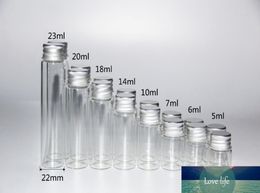 100pcs 5ml 6ml 7ml 10ml 14ml 18ml 20ml 23ml Glass Bottle Wish Bottle Glass Sample Storage Jars Vial with Screw Cap Wedding Decor1617603