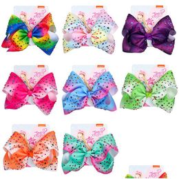 Hair Clips Barrettes 8 Inch Big Bows Siwa Large Cute Rainbow Crystal Rhinestone Baby Girls Ribbon Fashion Accessories For Kids Dro Dhuhm