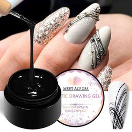 Nail Polish MEET ACROSS 5ml Spider Drawing Gel Nail Polish All For Manicure Black White Wire Painting UV Gel Design Nails Art Varnishes Y240425