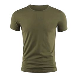 Tactical T-shirts Mens Short sleeved Summer Leisure Gym Muscle Crew Neck Slim Fit Top Breathable Running T-shirt 240426