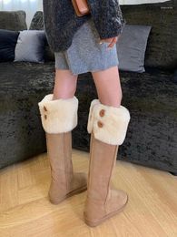 Boots Women Snow Knee High Winter Warmproof Shoes Furry Collar