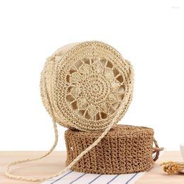 Totes Shoulder Woven Ins Summer Beach Mori Style Straw Round Cake Women's Bag