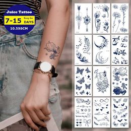 Tattoo Transfer Juice Tattoo Sexy Waterproof Temporary Tattoo Flower Letters on Hand Arm Waist Herbal Tattoo Stickers Fake Tattoos for Men Women 240426