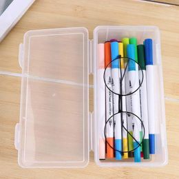 Bottles With Buckled Pencil Box Transparent Dustproof Stationery Case Plastic Waterproof Desktop Storage School Supplies