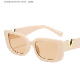 Sunglasses 2024 Fashion Cat Eye Sunglasses Luxury V-shaped Sunglasses Womens Classic Rectangular Driving Glasses UV400 Q240425